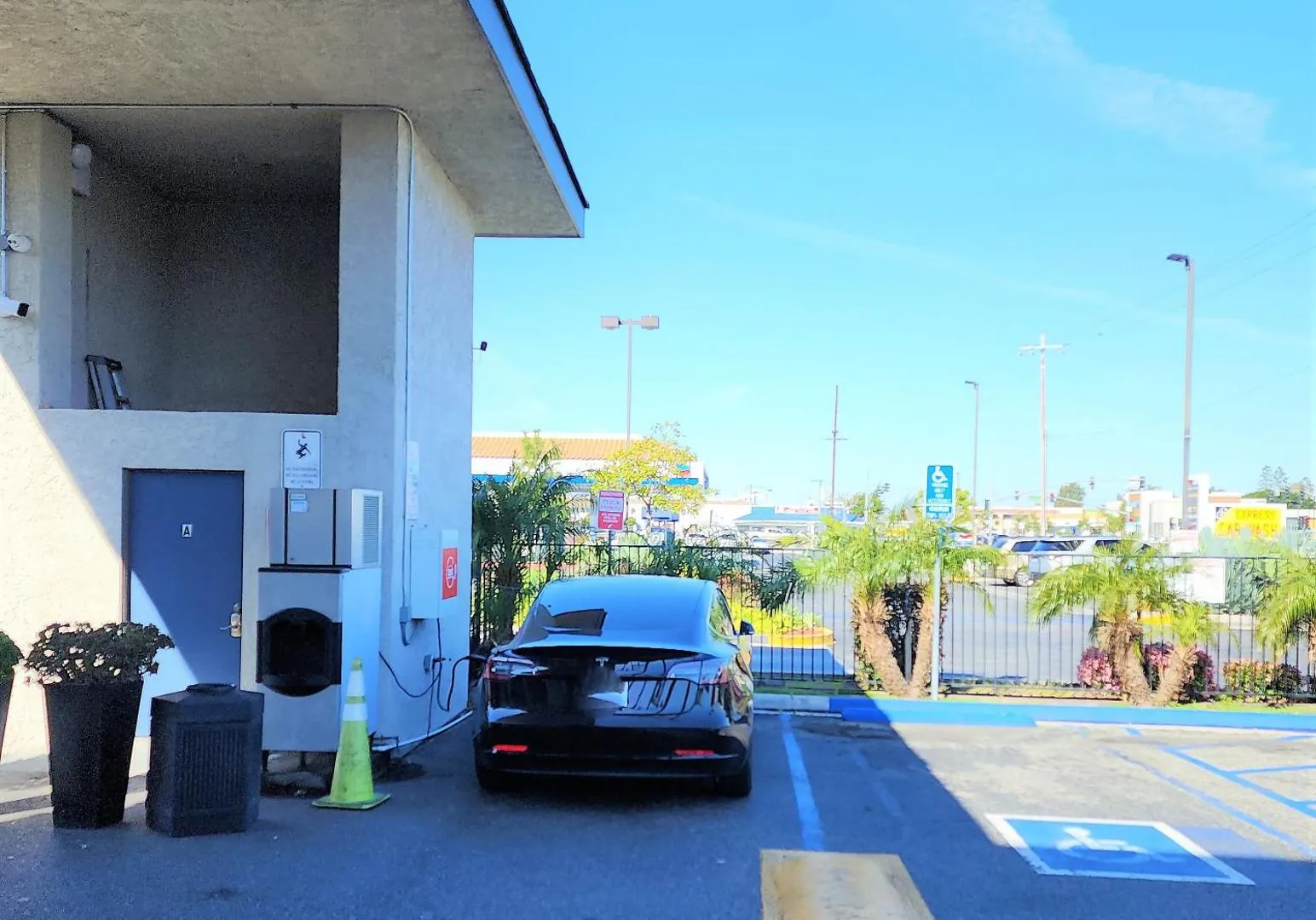 Free private parking, plus an EV charging station